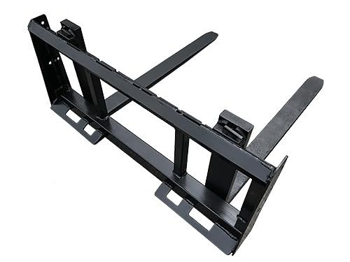 48" Skid Steer Pallet Fork Frame w/Guard Attachment, 48" Fork Blades, 4000 LB, Quick Attach - size: 48" Pallet Fork w/Guard Attachment