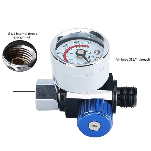 1/4”Spray Paint Gun Air Pressure Regulator with Pressure Gauge Pneumatic Tool Accessory for Spray Gun and Pneumatic Tools