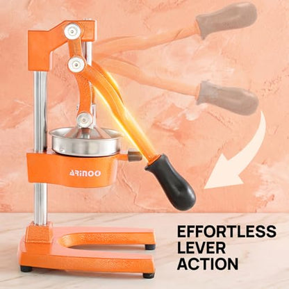 Cast Iron Juicer, Heavy Duty Manual Citrus Juicer - color: Orange