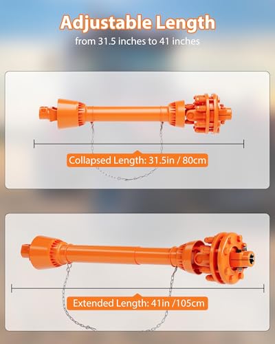 Heavy-Duty Adjustable PTO Slip Grip, 1-3/8" 7-Groove Ends, 31.5in-41in