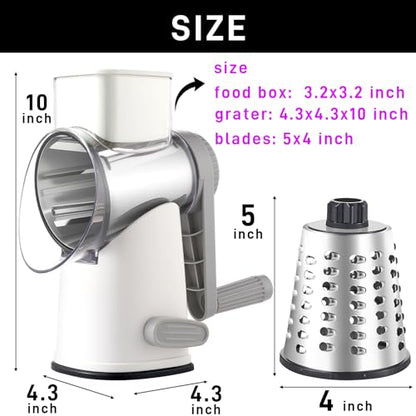 Weltonhm 4 in 1 Large Cheese Grater Hand Crank (White Grey 4 Graters) - color: White and Grey, size: 4 Graters