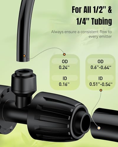 Pawfly 12 Pcs 1/2'' to 1/4'' Barbed Tee Quick Connectors, Drip Irrigation Tee Connectors with Anti-Drop Locked Nuts, Push-to-Fit Drip Irrigation Fittings Parts for Garden Lawn, 3-Way Reducing Tees - size: 12pcs 3 Way Reducing Tee