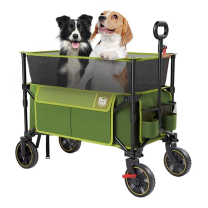 Timber Ridge Collapsible Folding Wagon 350L Extra Large with Brake - color: Green, size: 350L