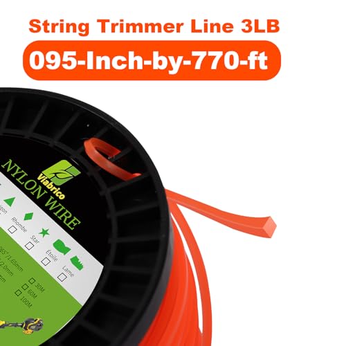 VIABRICO 095 Trimmer Line Square Weed Wacker String .095-Inch-by-590-ft, Weed Eater String, Premium Nylon Universal 3LB - size: 3LB x .095 in