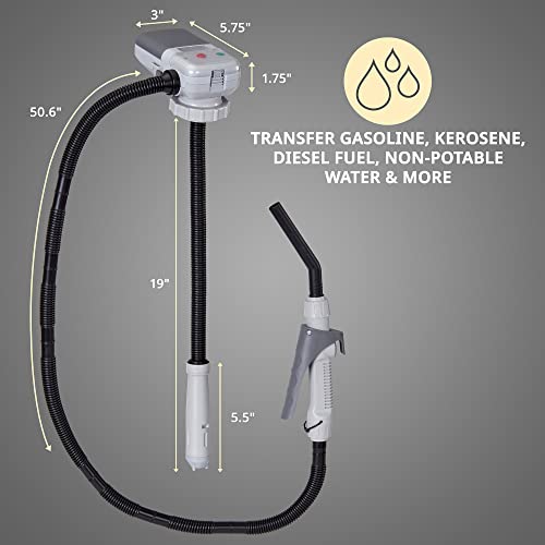 Deway Auto Fuel Transfer Pump with Flow Control Nozzle, Fits Most Gas Cans - style: Hand Trigger Nozzle w/ 51" Plastic Hose
