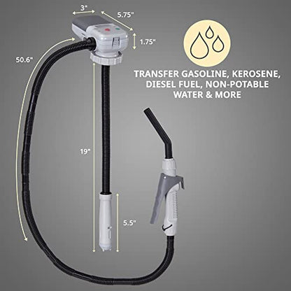 Deway Auto Fuel Transfer Pump with Flow Control Nozzle, Fits Most Gas Cans - style: Hand Trigger Nozzle w/ 51" Plastic Hose
