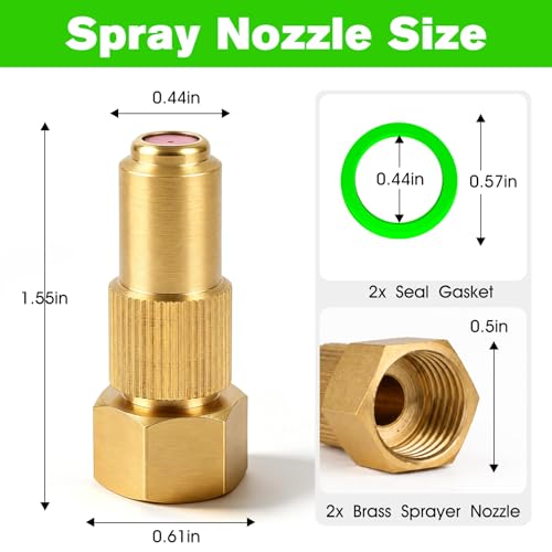 Brass Sprayer Nozzle Tip Replacement Adjustable Mist Stream High Pressure Atomizing Ceramic Core Nozzle for Backpack Pump Sprayer Nozzle Tips & Lawn Farm Garden Spray Nozzle Replacement Part -2 Pack