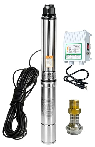 iMeshbean® 1HP 110V Submersible Well Pump, 4" Deep Well Pump with Control Box and 50FT Power Cord, Heavy Duty Submersible Water Pump for Residential, Irrigation and Industrial water supply - size: 1HP-115V + Control Box