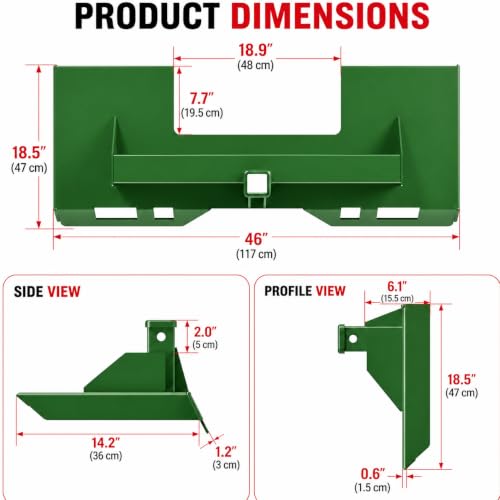 Skid Steer Quick Attach Plate, 1/4 Inch, 3000 LBS, 2-Inch Hitch - color: Green