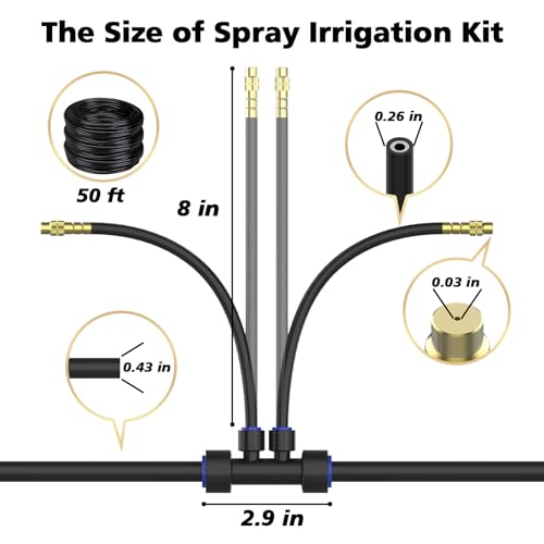 Drip Irrigation System 2 Ports - 360°Adjustable Garden Watering System - size: 50FT