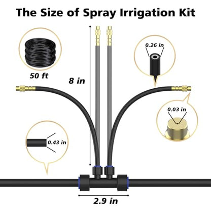 Drip Irrigation System 2 Ports - 360°Adjustable Garden Watering System - size: 50FT
