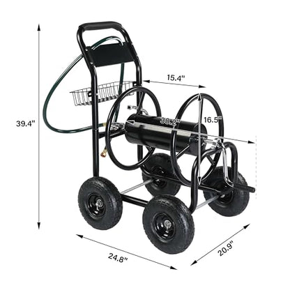 Outvita Garden Hose Reel Cart, Lawn Water Planting Cart with Wheels, Black