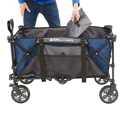 Gorilla Carts Collapsible Folding Outdoor Utility Wagon, 7 Cu Ft, Blue - color: Blue
