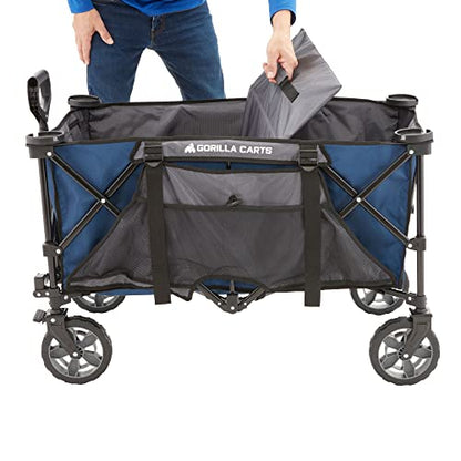 Gorilla Carts Collapsible Folding Outdoor Utility Wagon, 7 Cu Ft, Blue - color: Blue