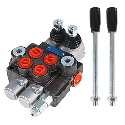 Hydraulic Directional Double Acting Control Monoblock Valve for Tractor Loader w/Joystick, 2 Spool, 11GPM, SAE Ports