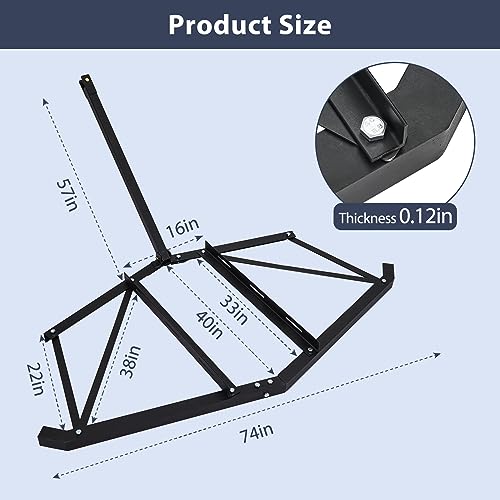 Garvee Heavy-Duty 74" Driveway Drag Grader, w/ 3 Sets Adjustable Bolts & 2 Reinforced Steel Bars, Tow-Behind Harrow with Pin Hitch, Least 100lbs - color: Black 74in