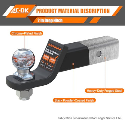 Trailer Hitch Ball Mount with 2" Ball for 2-Inch Receiver - size: 2 inch ball