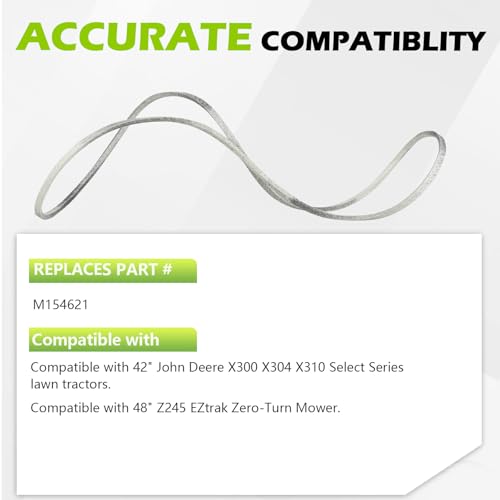 M154621 Deck Belt for John Deere 42" X300 X304 X310, 48" Z245 EZtrak Lawn Mower - Aramid Cord, 0.559" x 146.24" - size: 146.24"L x 0.559"W