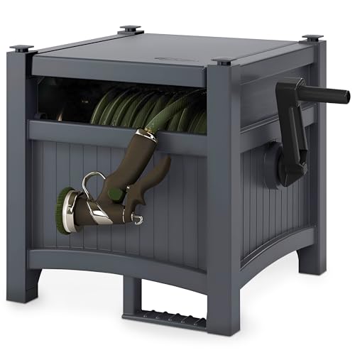 Suncast 100 ft Garden Hose Reel Hideaway, Cyberspace Grey - size: 100' (Cyberspace)