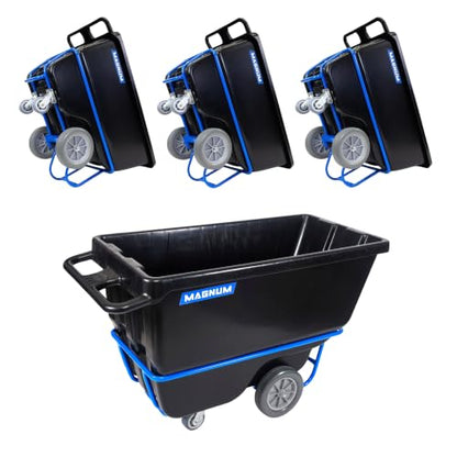 Tilt Truck, 1/2 Cu. Yd. Capacity Dump Cart with Non-Marking 12” Wheels & 5” Casters & Forklift-able Frame for Jobsites, 850 lbs, Trash Cart with Wheels DUC12T-F-NM-04PK (4-Pack) - size: Non-Marking Wheels, style: Forklift Frame