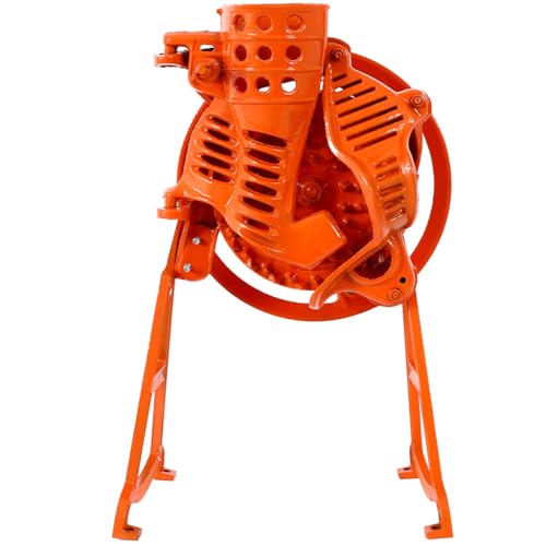 Heavy Duty Steel Corn Sheller – Manual Hand Crank Corn Thresher with Adjustable Screws for Efficient Shelling – Also Hulls Walnuts – Orange