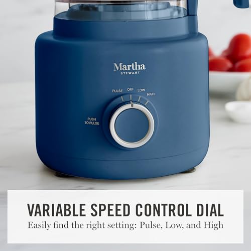 Martha Stewart 10 Cup Food Processor & Electric Chopper, One Touch Pulse - color: Indigo Blue