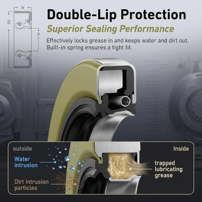 4PCS Trailer Hub Grease Seal Double Lip Wheel Seal 2.250" ID x 3.376" OD, Replaces 01003600 10-36 22333TB, for 5200-7000 lb Trailer Axles