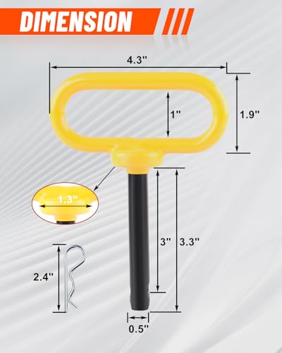 2Pack 1/2 x 3 Trailer Hitch Pin, Trailer Tow Hitch Pin and Clip - color: YELLOW, size: 2-Pack