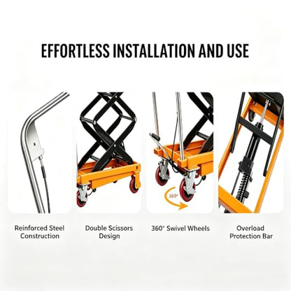 330LBS Hydraulic Lift Table Cart Lift, Double Scissor Lift Table