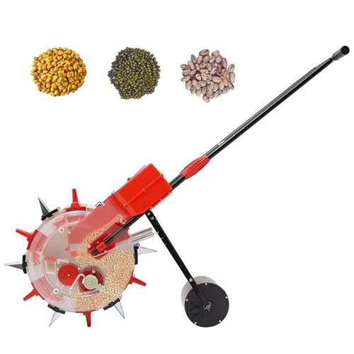 Hand-Push Roller Seeder Manual Seeder Machine Walk-Behind Row Crop Planter 6 Seeding Nozzles Row Seeding Sowing Depth 1.38-3.07in, Planting Spacing 6.3in Precision Garden Seeder for 3-15mm Seeds - style: #2 - 6 Seeding Nozzles