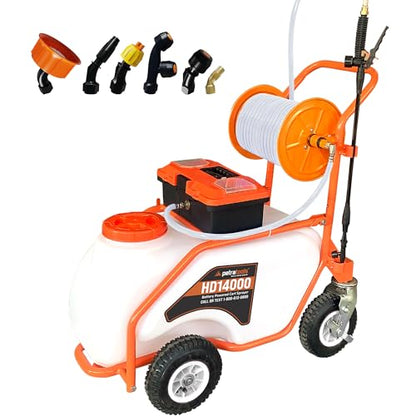 PetraTools 14000 Push Cart Battery Powered Sprayer, 7 Nozzles (14 Gallon)