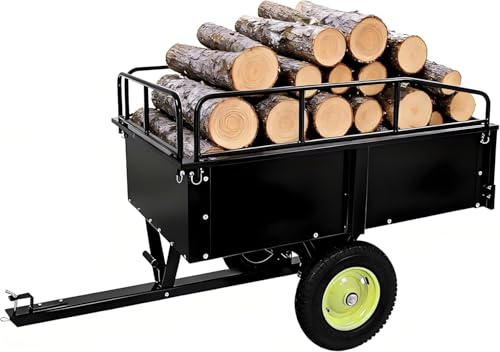 750LB Heavy Duty Dump Cart with Removable Gate, 15 Cu Ft Steel Garden Cart with Pneumatic Tires, Durable Yard Wagon for Lawn, Farm, Tractor, ATV Utility Trailer - color: Yellow
