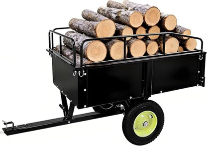 750LB Heavy Duty Dump Cart with Removable Gate, 15 Cu Ft Steel Garden Cart with Pneumatic Tires, Durable Yard Wagon for Lawn, Farm, Tractor, ATV Utility Trailer - color: Yellow