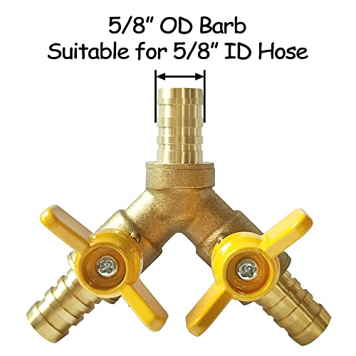 Uenede Brass 5/8 Inch Barb Ball Valve with 2-switch 3-way Y-shaped, 1PCS - size: 5/8"-1PCS
