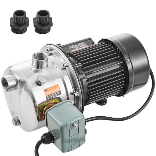 VEVOR 3/4HP SUS304 Stainless Steel Shallow Well Jet Pump, 115 Volt, 18.5 GPM 131 FT Maximum Head Irrigation Water Pump, for Agricultural Garden Irrigation System High-Rise Water Supply Shower Booster - style: 3/4HP SUS304