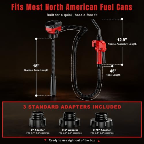 Fuel Transfer Pump for Milwaukee M18 Batteries, Cordless 3.7 GPM Flow