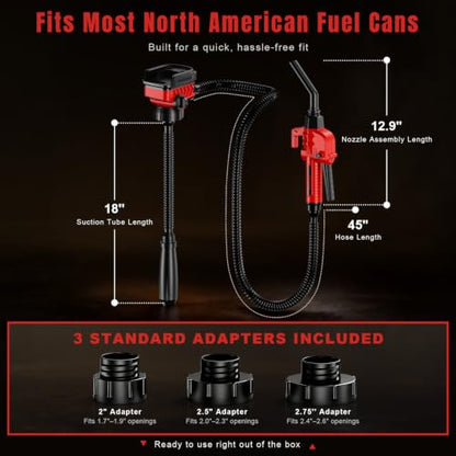 Fuel Transfer Pump for Milwaukee M18 Batteries, Cordless 3.7 GPM Flow