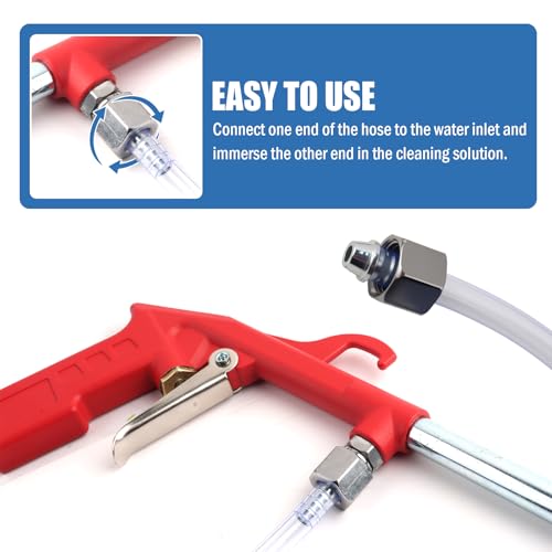 Air Engine Cleaning Gun with 3.93Ft Hose,Elbow Pneumatic Siphon Spray Gun for Car Engine Dust Detail Cleaning,High Pressure Professional Long Air Blow Guns Airs Spray Guns (Red) - color: Red