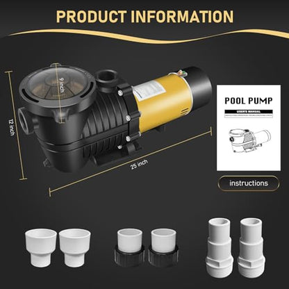 230Vac 1.5HP Two-Speed Energy-Saving Pool Pump 5400GPH - color: Confident Yellow