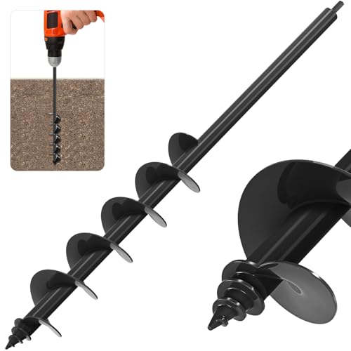 Insaga Auger Drill Bit for Planting 3.5″ x 32″– Heavy Duty Carbon Steel Spiral Garden Auger for Drill, 3/8″ Hex Drive Plant Auger for Bulbs & Seedlings – 32″ Long Reach Reduces Bending - size: 3.5″ x 32″