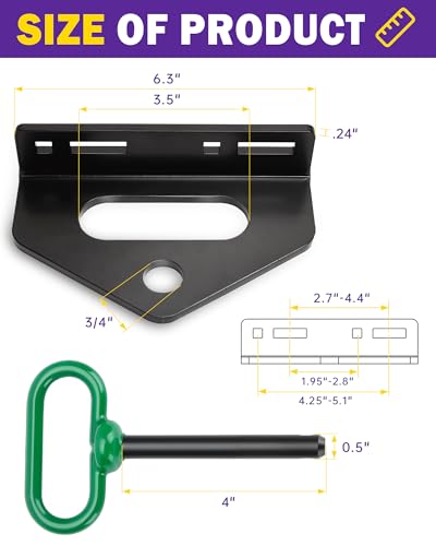 Zero Turn Trailer Hitch With Hitch Pin, 1/4"(6mm) Thick Heavy Duty Steel Universal Lawn Mower Towing Hitch Kit With Pin, Versatile Chain Slot Rugged Hitch Included Carriage Bolt & R Clip Black & Green - color: Black & Green