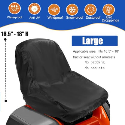 Tractor Seat Cover Waterproof,Large Universal Rainproof Seat Cover - size: large
