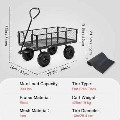 880lb Garden Wagon Steel Utility Cart Solid Wheels - size: 880LBS Cart