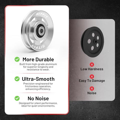RitFit 90mm Aluminum Pulley Wheels, Power Rack Pulley Attachment - size: 6 pcs