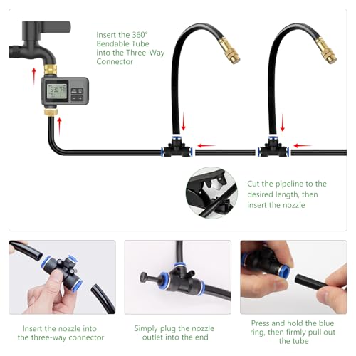 120FT Drip Irrigation System with Smart Water Timer - size: 120Ft Brass Fitting with Timer