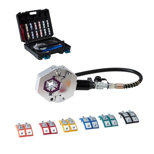 VEVOR Hydraulic Hose Crimper, Hydra-Krimp AC Hose Crimper Kit with 7 Dies Snap-On & Carrying Case, Hydraulic A/C Hoses Crimping Tool for Automotive & Air Conditioning Repair (Split with Manual Pump) - size: Extended
