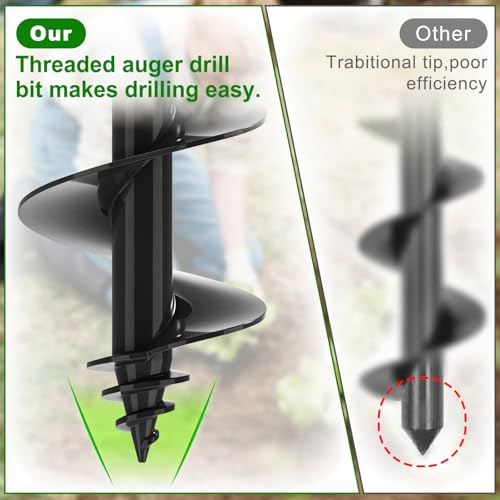 Insaga Auger Drill Bit for Planting 3.5″ x 32″– Heavy Duty Carbon Steel Spiral Garden Auger for Drill, 3/8″ Hex Drive Plant Auger for Bulbs & Seedlings – 32″ Long Reach Reduces Bending - size: 3.5″ x 32″