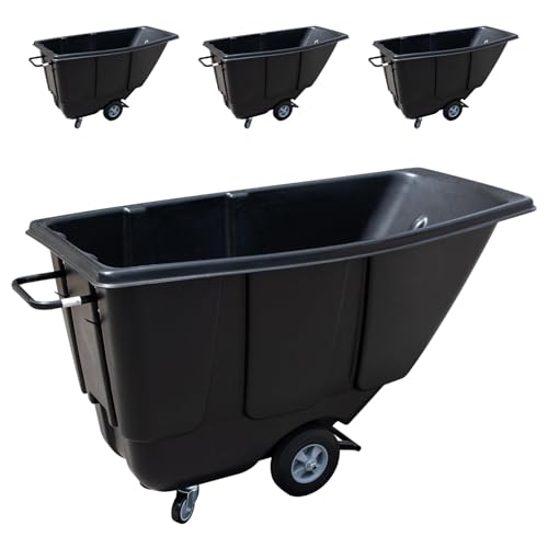 Tilt Dump Truck Trash Cart, 1/2–1 Cubic Yard Capacity, 450 lbs Heavy Duty Dump Cart with Wheels & Casters for Construction, Warehouse & Industrial Material Handling (4-Pack) - size: 4PC
