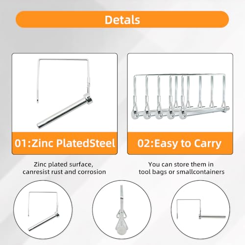 15Pcs Silver Wire Lock Pin Set, 5/16”x 2-1/2” Heavy Duty Square Trailer Coupler Pin, Zinc Plated Carbon Steel Safety Locking Pin for Trailer, Truck, Tractor, and Towing Hitches - size: 5/16“ x 2-1/2”