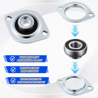 4 Pcs Sbpfl204-12 3/4" Pressed Flange Bearing 2-Bolt Mount